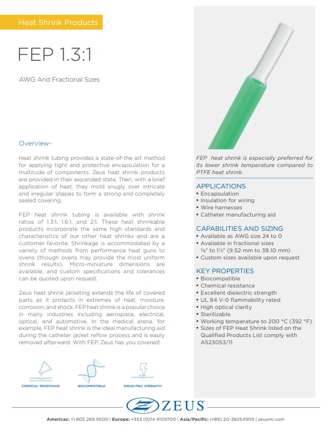FEP 1.3:1 Heat Shrink