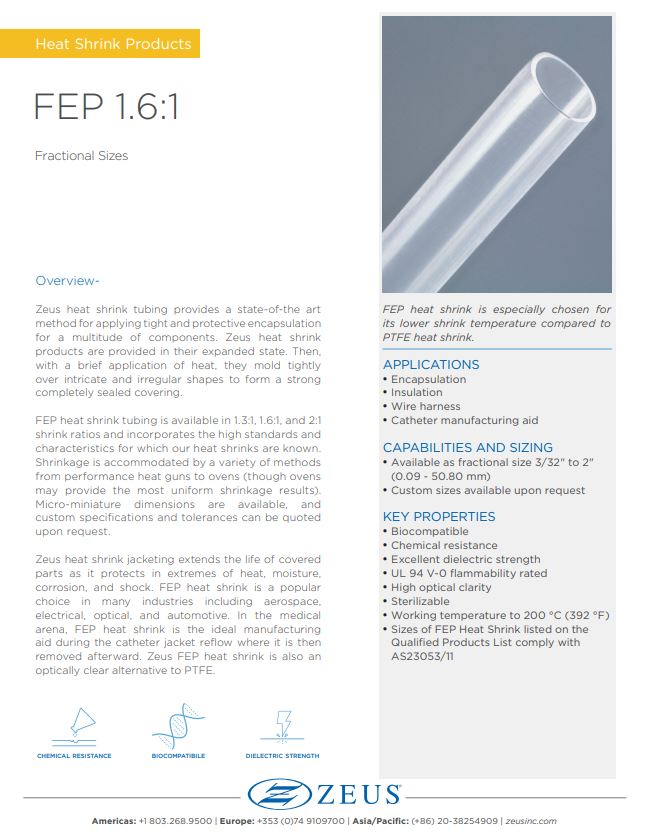 FEP 1.6:1 Heat Shrink